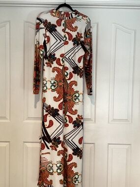No Branded Abstract Women Dress, Size XL, Color White Multi Color